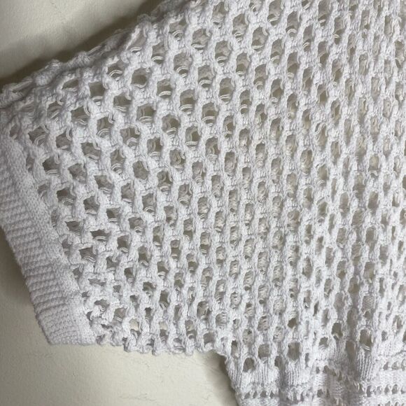 Venus White Coastal Crochet Knit Net Top Swim Cover Size Large - Picture 4 of 8
